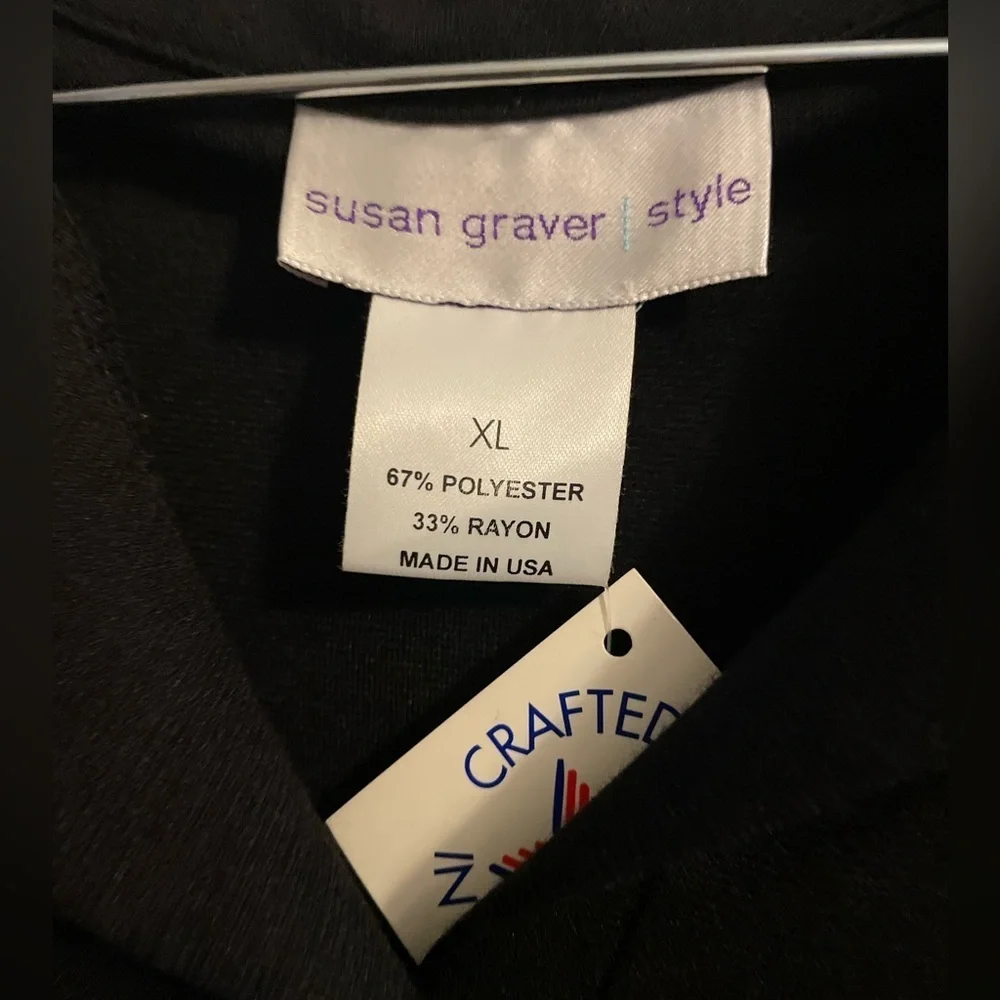 NWT Susan Graver Black Long Sleeve Collar Shift Dress Size Extra Large - Picture 4 of 7